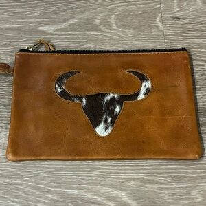 Leather and Cowhide Longhorn Clutch